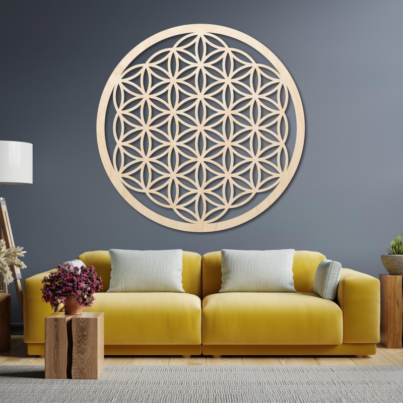 Mandala-Wandbild aus Holz | Blume des Lebens