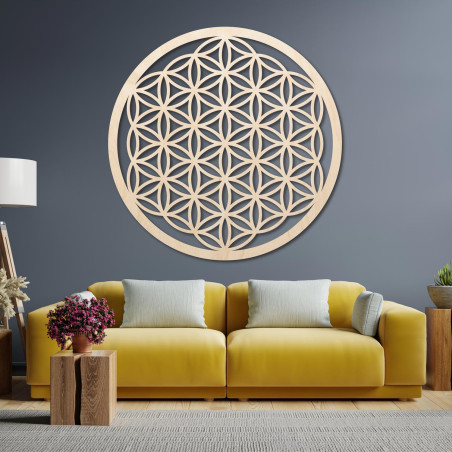 Wanddekoration aus Holz: Blume des Lebens – Mandala mit heiliger Geometrie | FOGO