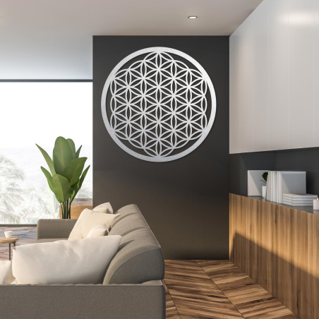Wanddekoration aus Holz: Blume des Lebens – Mandala mit heiliger Geometrie | FOGO