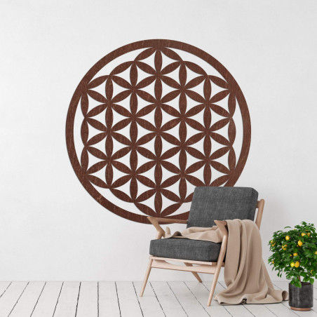 Elegante, geschnitzte Mandala-Holzfigur für die Wand - FLORUM