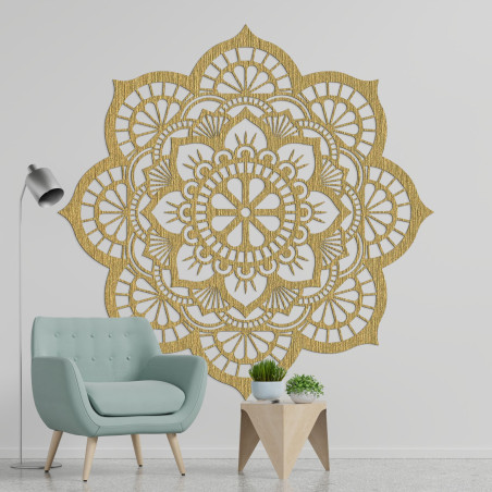 Luxuriöses Mandala aus Holz für die Wand mit präzisem Laserschnitt