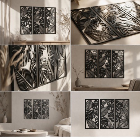Dreiteiliges Monstera-Gemälde für Naturliebhaber - PORFLOT