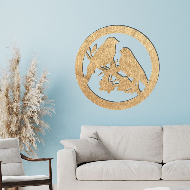 Holzwandbild Vögel auf einem Ast - BIERDO