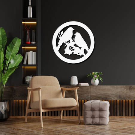 Holzwandbild Vögel auf einem Ast - BIERDO