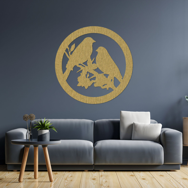 Holzwandbild Vögel auf einem Ast - BIERDO