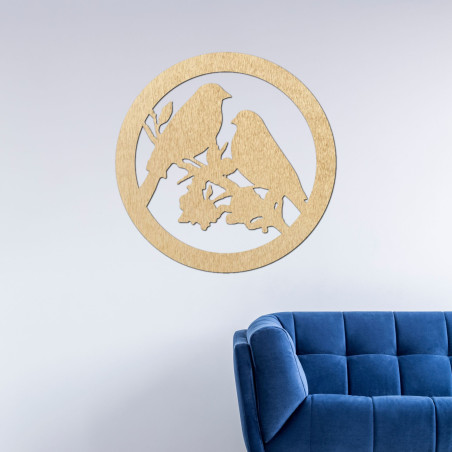 Holzwandbild Vögel auf einem Ast - BIERDO