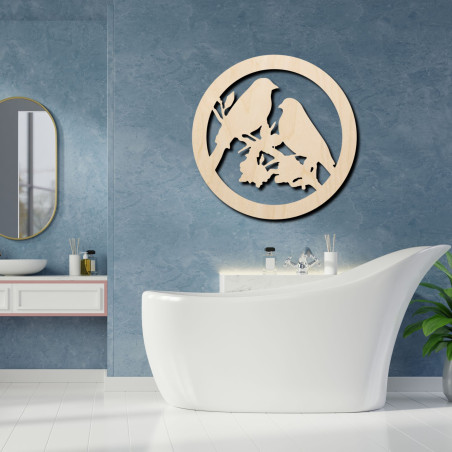 Holzwandbild Vögel auf einem Ast - BIERDO