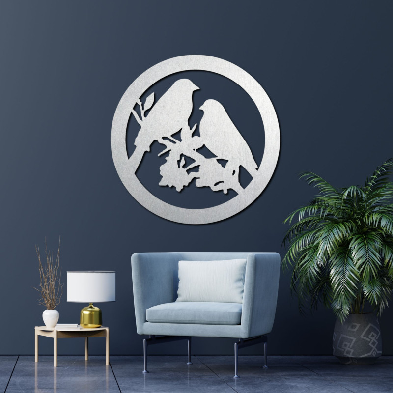 Holzwandbild Vögel auf einem Ast - BIERDO