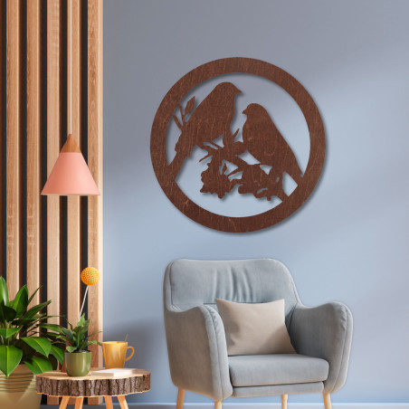 Holzwandbild Vögel auf einem Ast - BIERDO