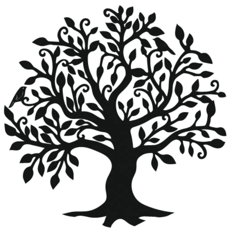 Die hölzerne Wanddekoration in Form eines Lebensbaums symbolisiert Wachstum, Harmonie und die Verbindung zur Natur und schafft s