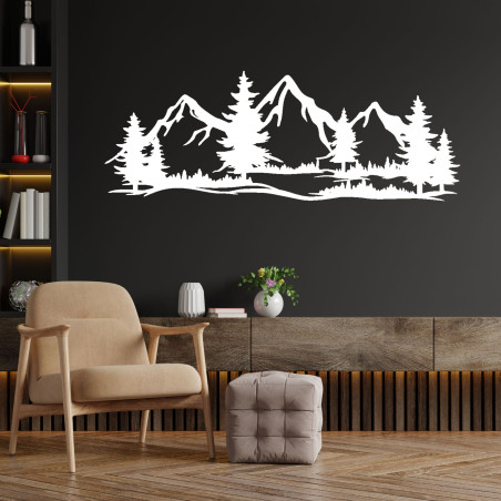 Wanddekoration aus Holz – mächtige Berge und Wald | MAGNA