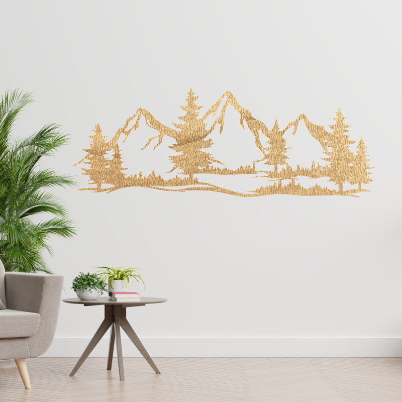 Wanddekoration aus Holz – mächtige Berge und...