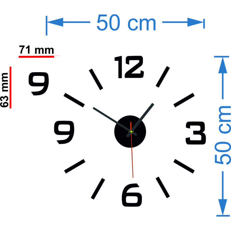 Acryl-3D-Wanduhr – 3D-Effekt, kein Bohren erforderlich
