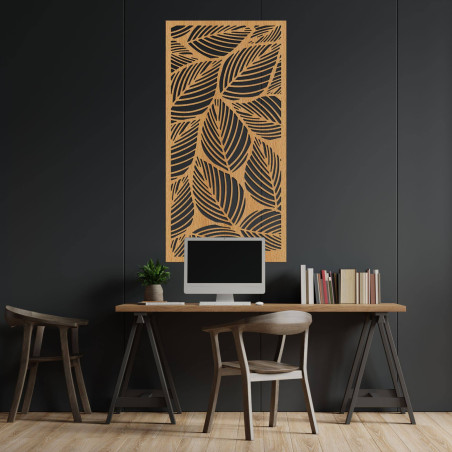 Stilvolles Wandbild aus Holz mit Blattmotiv. Das tropische Wandbild SENTOP verleiht Ihrem Interieur einen natürlichen und modern