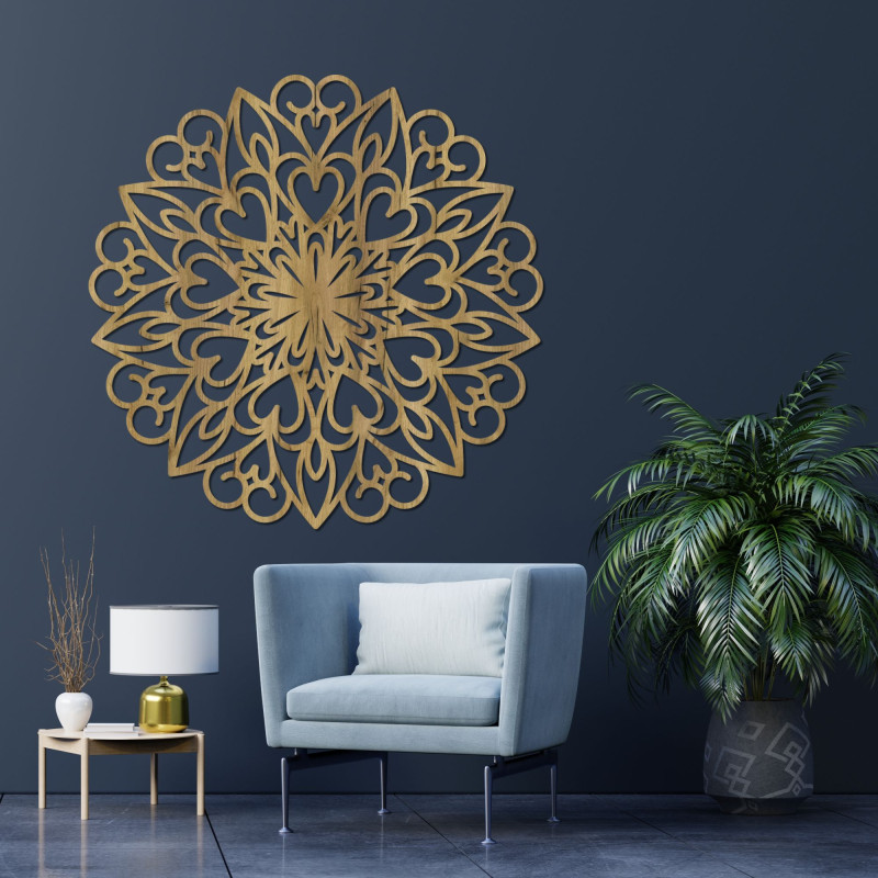 Mandala-Wanddekoration aus Holz