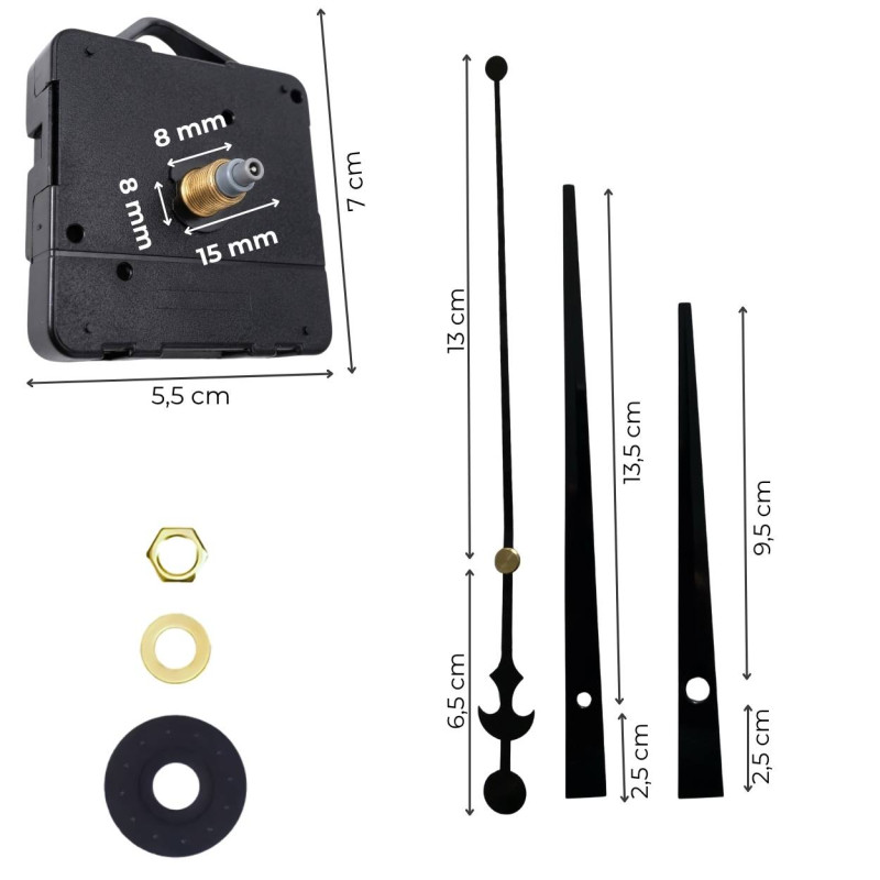 Präzise und leise schwarze Zeiger mit Anker und Quarzwerk für den täglichen Gebrauch.