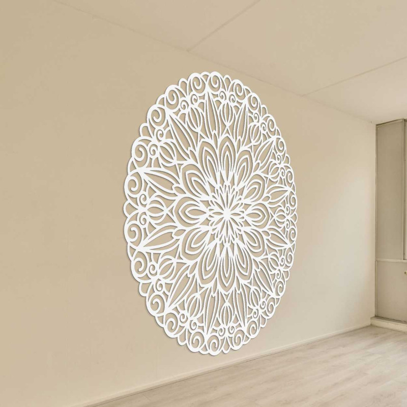 Geschnitztes Holzmandala für die Wand, Blume...
