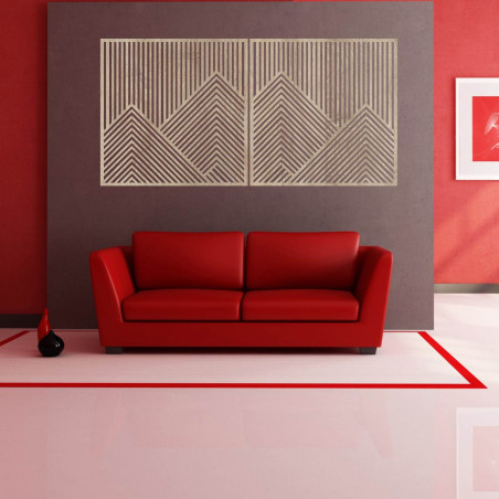 Wanddekoration für zwei Personen mit geometrischen Berglinien
