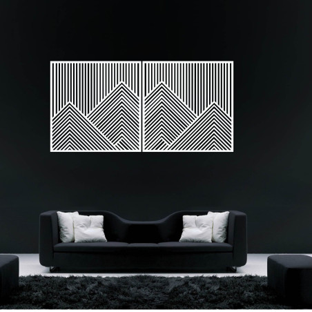 Wanddekoration für zwei Personen mit geometrischen Berglinien