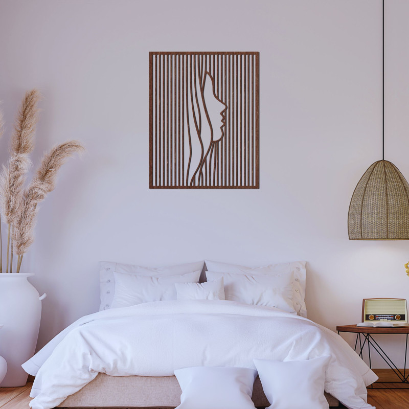 Wanddekoration aus Holz, Silhouette eines Frauengesichts