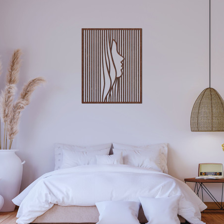 Wanddekoration aus Holz, Silhouette eines Frauengesichts