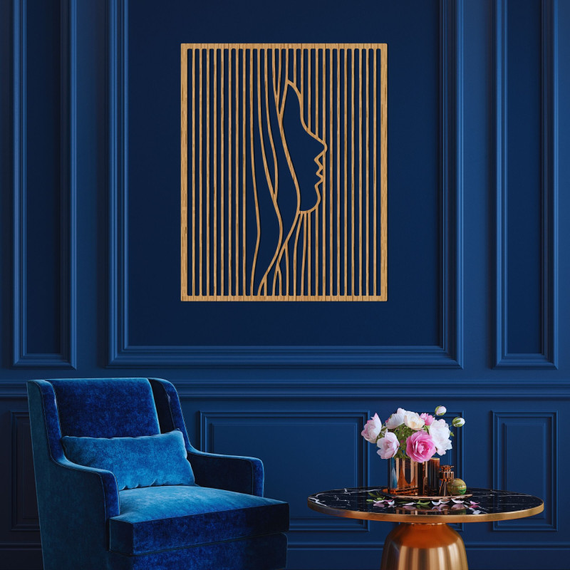 Holzbilder mit optischen Täuschungen und minimalistischem Design verleihen dem Interieur ein einzigartiges visuelles Erlebnis.