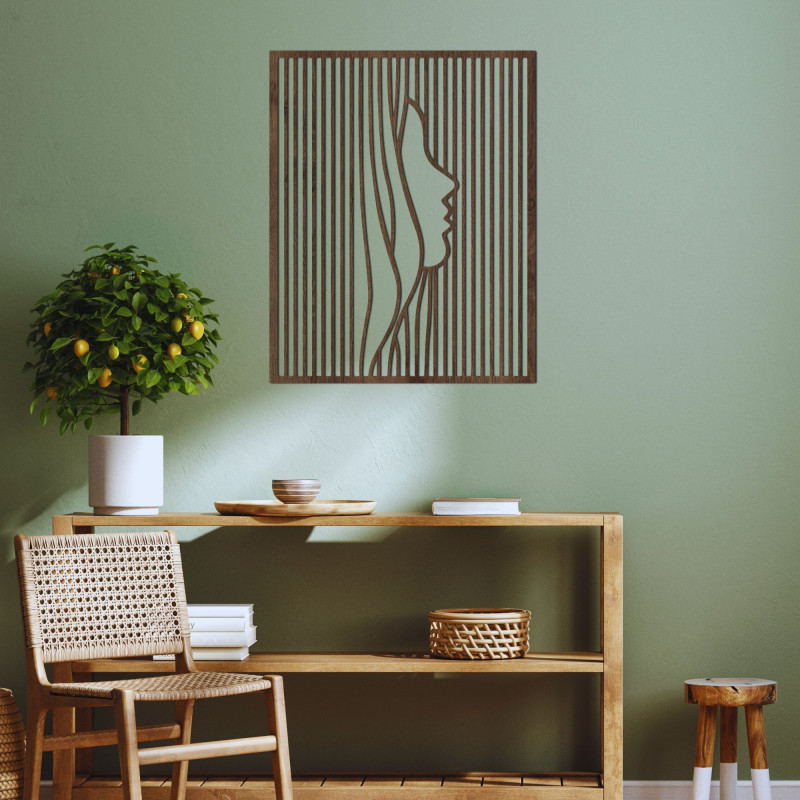 Holzbilder mit optischen Täuschungen und minimalistischem Design verleihen dem Interieur ein einzigartiges visuelles Erlebnis.