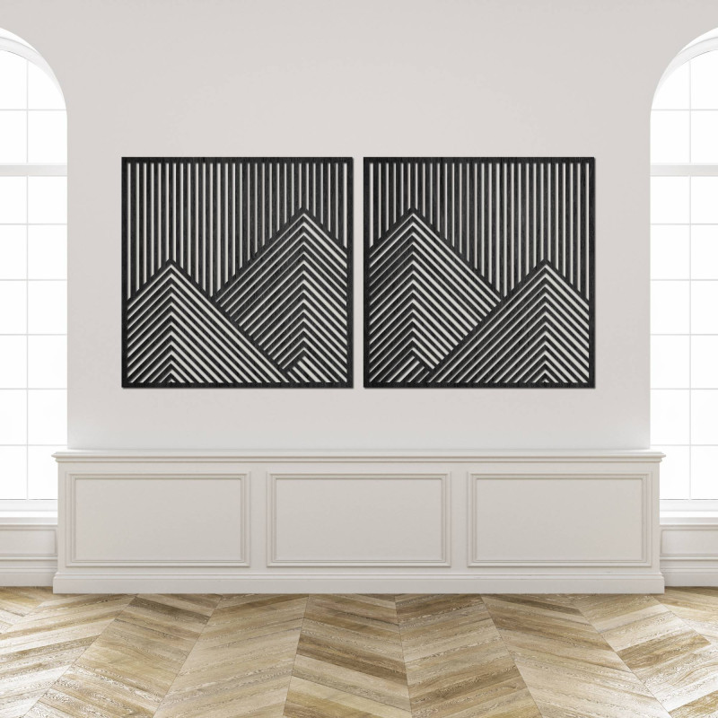 Zweiteilige Wanddekoration mit Bergmotiv im modernen Stil