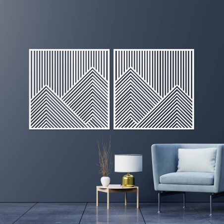 Zweiteilige Wanddekoration mit Bergmotiv im modernen Stil