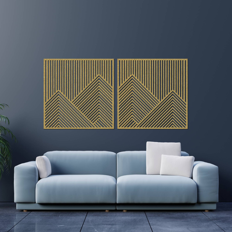 Zweiteilige Wanddekoration mit Bergmotiv im modernen Stil