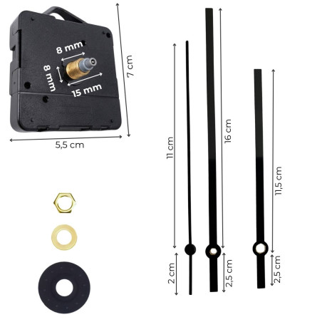 Minimalistische schwarze Wanduhrzeiger aus Aluminium mit gerader Linie.