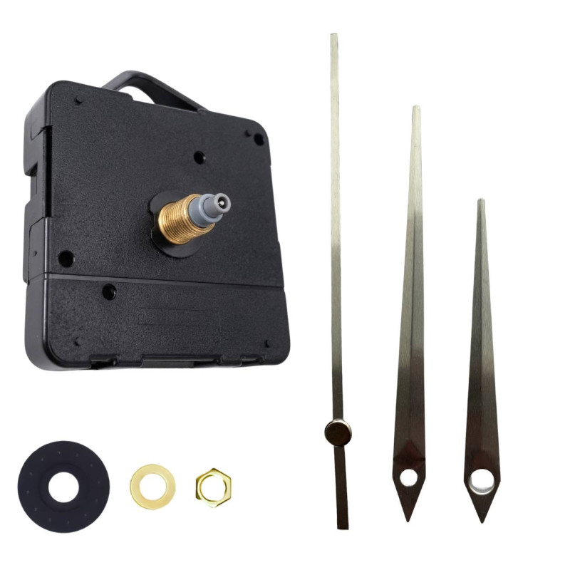 Elegante silberfarbene Aluminiumzeiger mit spitzen Enden für eine stilvolle Wanduhr.