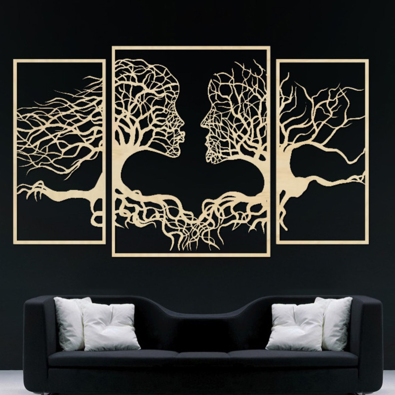 Wandbild aus Holz: Frau und Mann | HERZ