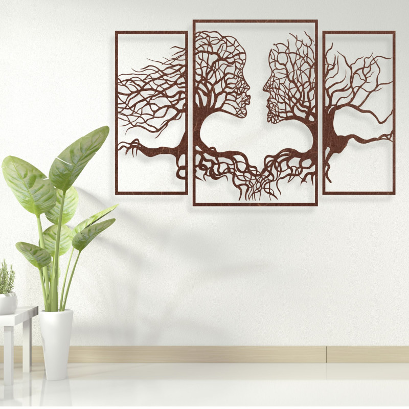 Wandbild aus Holz: Frau und Mann | HERZ