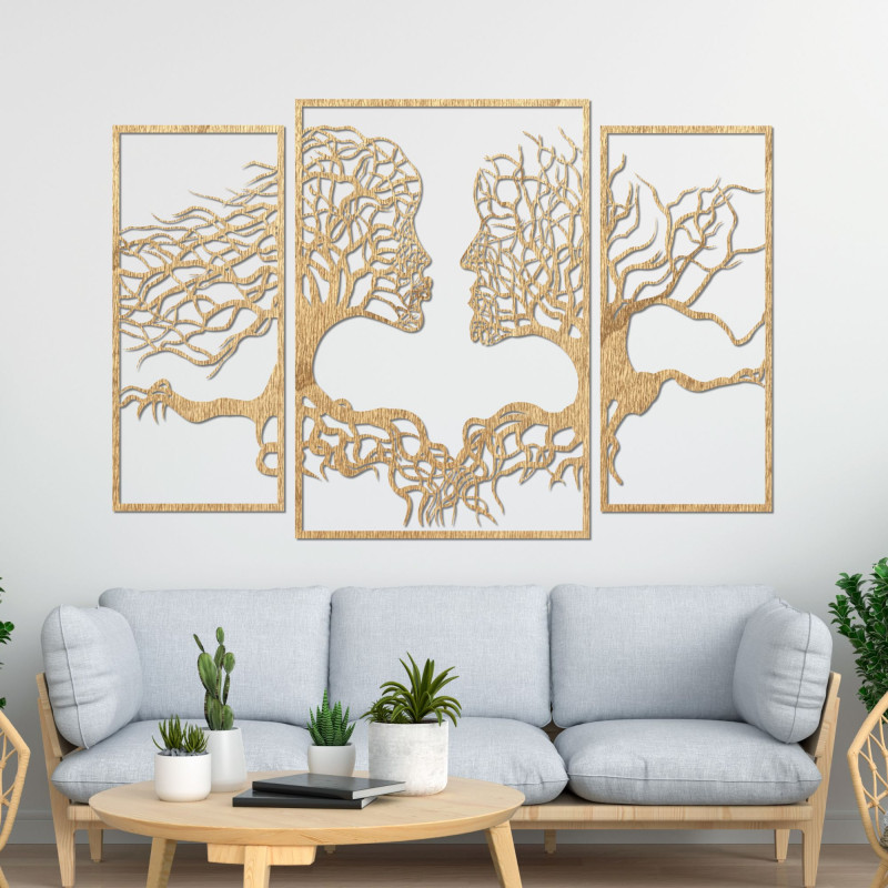 Wandbild aus Holz: Frau und Mann | HERZ