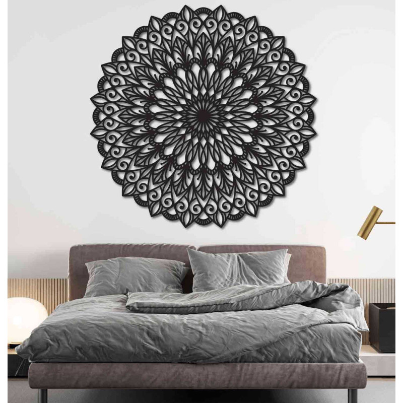 Das hölzerne Wandgemälde der Blume des Lebens ist ein Symbol für Harmonie, Einheit und die Verbundenheit von allem, was uns umgi