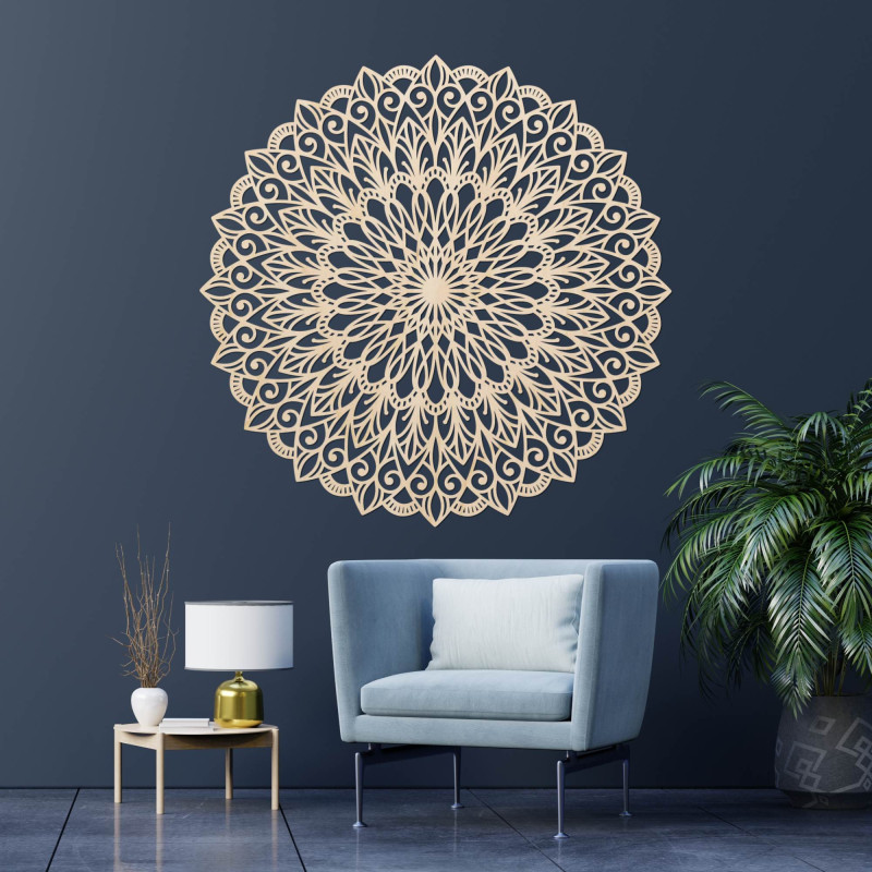 Entdecken Sie die Schönheit eines Holzmandalas, das Frieden und Harmonie in Ihr Zuhause bringen wird.