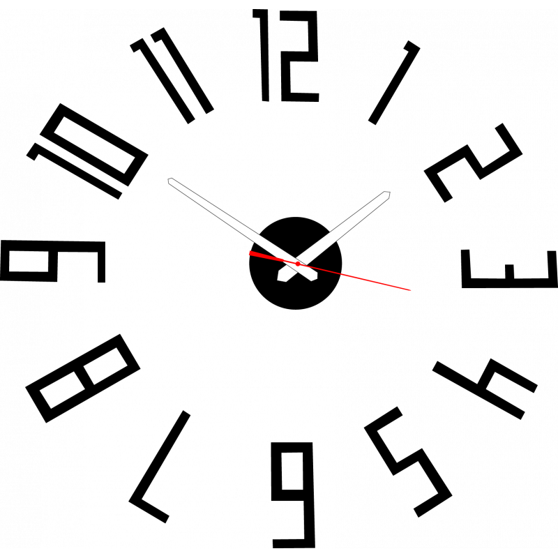 Moderne Wanduhr aus Kunststoff. Eigene Produktion, X-momo