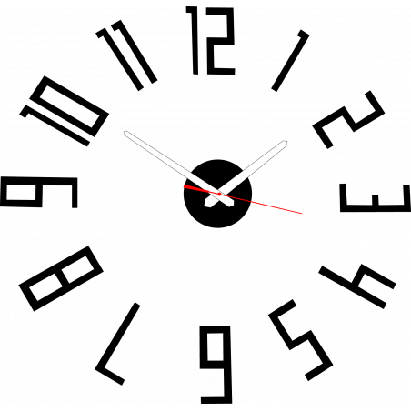 Moderne Wanduhr aus Kunststoff. Eigene Produktion, X-momo