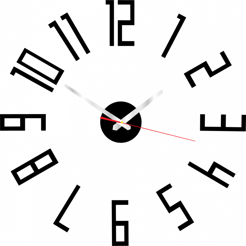 Moderne Wanduhr aus Kunststoff. Eigene Produktion, X-momo