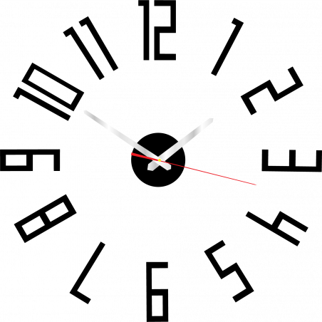 Moderne Wanduhr aus Kunststoff. Eigene Produktion, X-momo