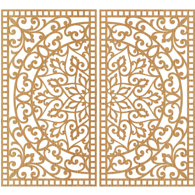 Symmetrisches Wandbild-Set aus zwei Gemälden mit einem ornamentalen orientalischen Mandala-Motiv