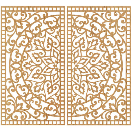 Symmetrisches Wandbild-Set aus zwei Gemälden mit einem ornamentalen orientalischen Mandala-Motiv