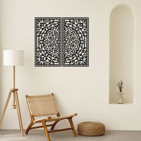Symmetrisches Wandbild-Set aus zwei Gemälden mit einem ornamentalen orientalischen Mandala-Motiv