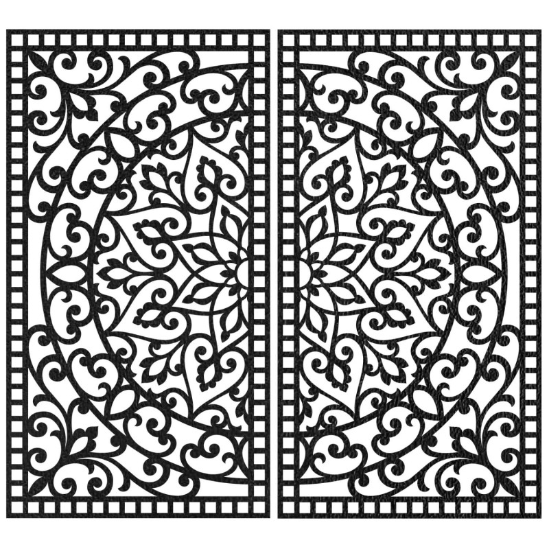 Luxuriöses 3D-Diptychon mit geschnitztem Mandala-Muster über einer Designerkommode in der Wohnung