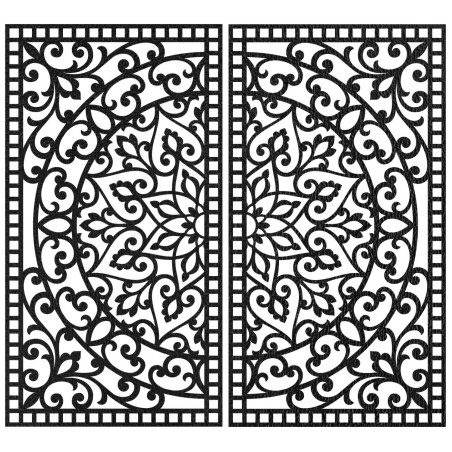 Luxuriöses 3D-Diptychon mit geschnitztem Mandala-Muster über einer Designerkommode in der Wohnung