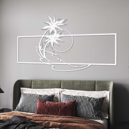 Dekoratives Holzbild mit Strand- und Palmenmotiv für ein modernes Interieur