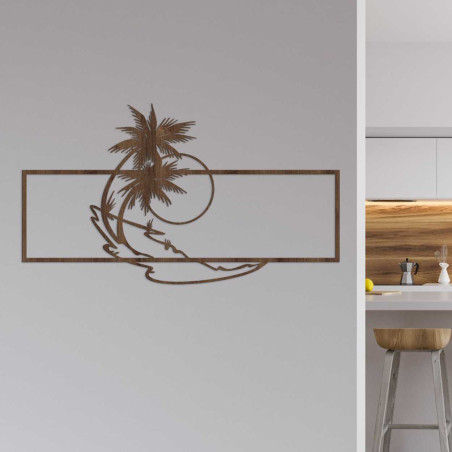 Dekoratives Holzbild mit Strand- und Palmenmotiv für ein modernes Interieur