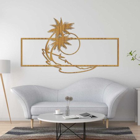 Dekoratives Holzbild mit Strand- und Palmenmotiv für ein modernes Interieur