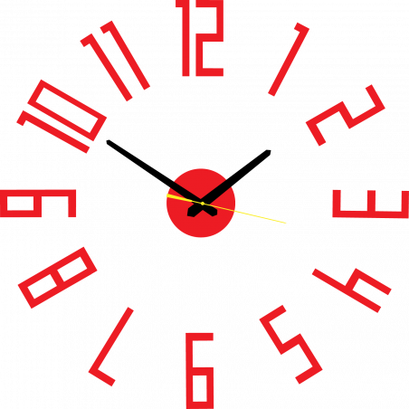 Moderne Wanduhr aus Kunststoff. Eigene Produktion, X-momo